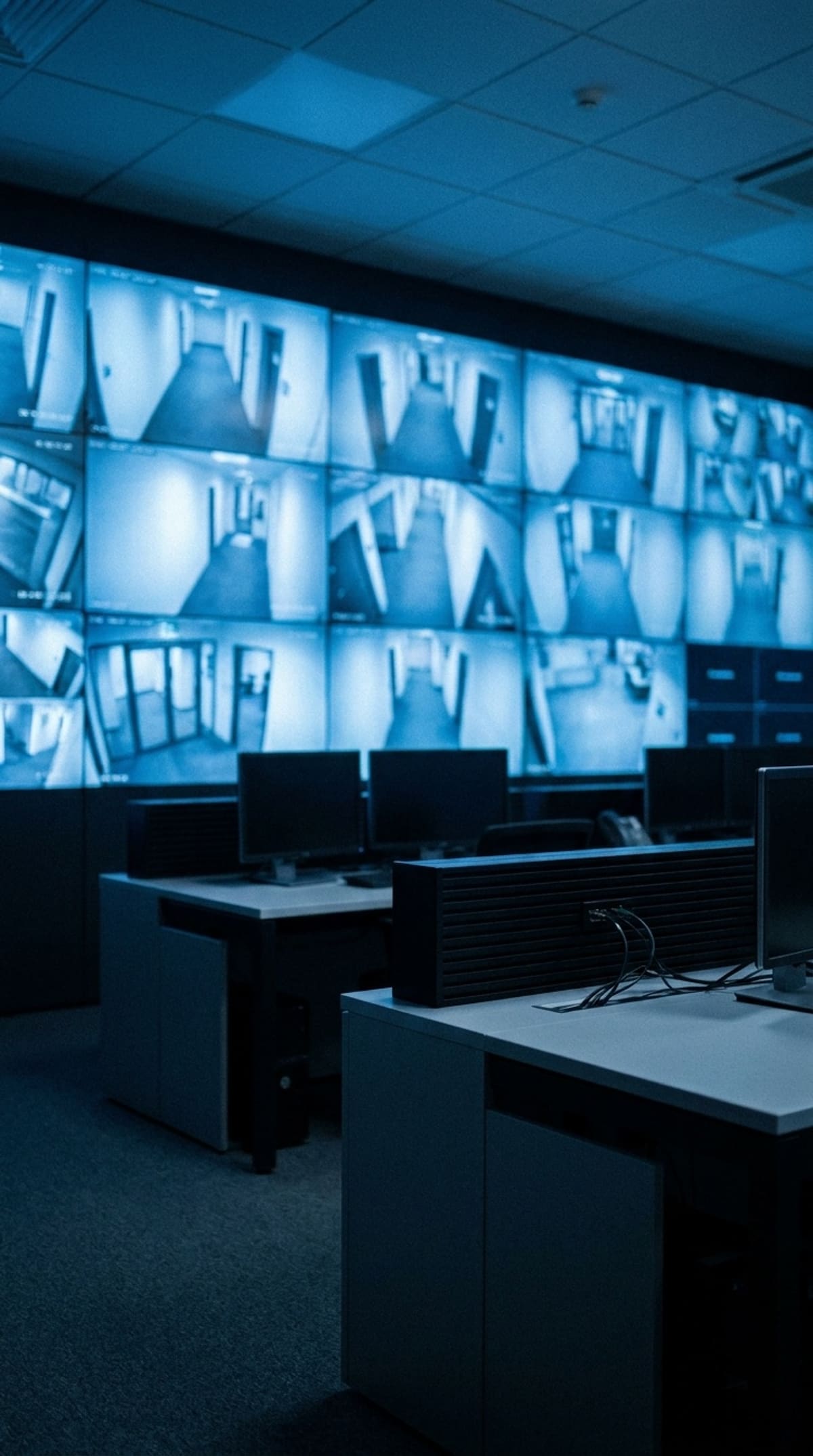 Muro de cámaras de videovigilancia