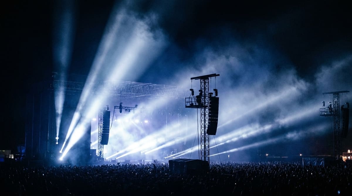 Público en un evento con iluminación escénica